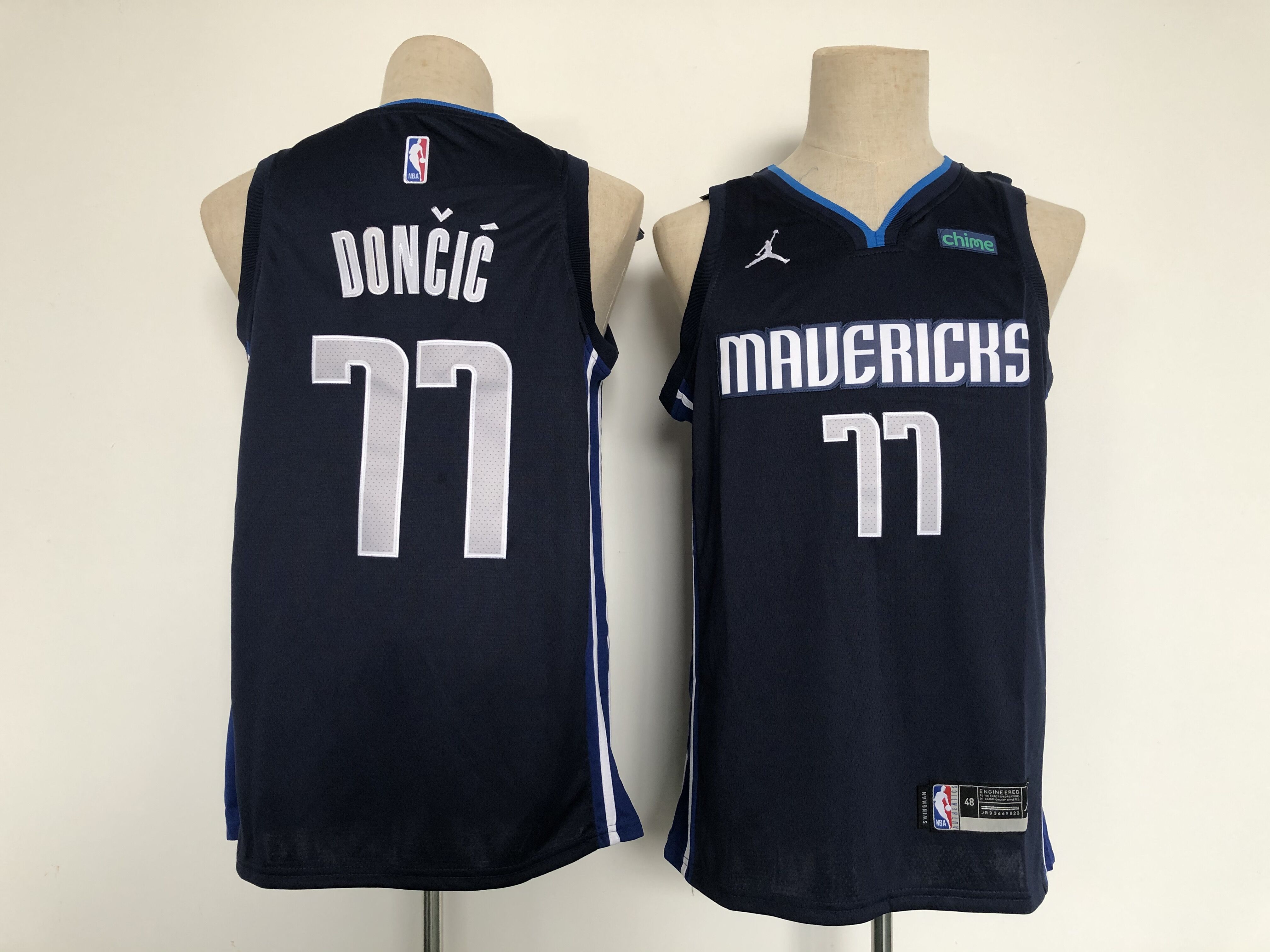 Men Dallas Mavericks #77 Doncic Blue Game Jordan mark 2021 NBA Jersey